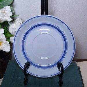 (6) Arabia Finland "Blue Rose" Saucers Mid-Century MCM 70s Blue Band Coffee